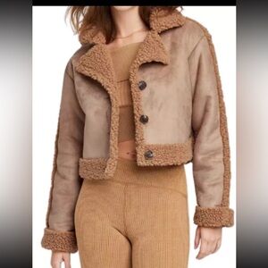NWOT wild fable faux suede shearling moto jacket
